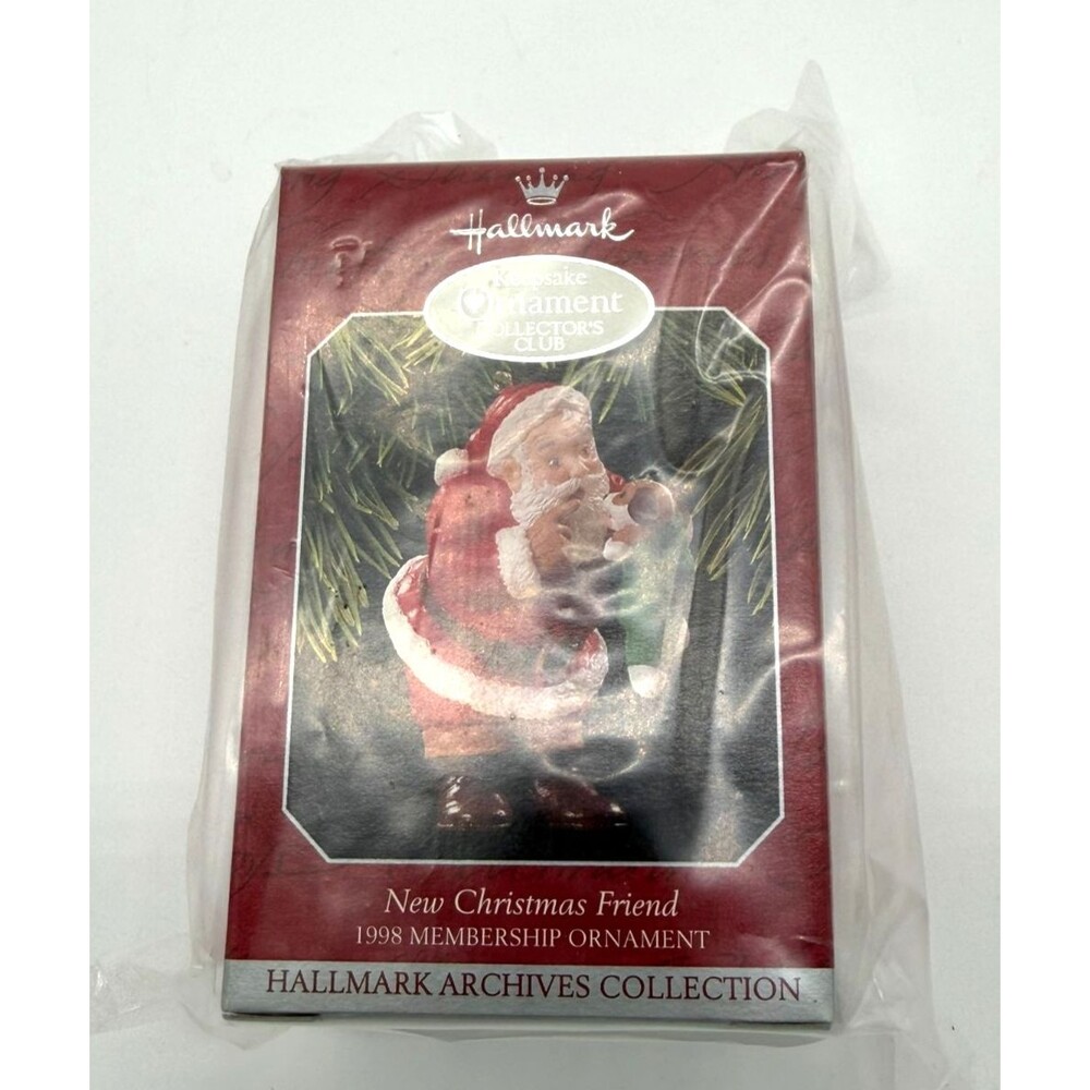 1998 Hallmark Keepsake Ornament New Christmas Friend Santa Dog Collector Club